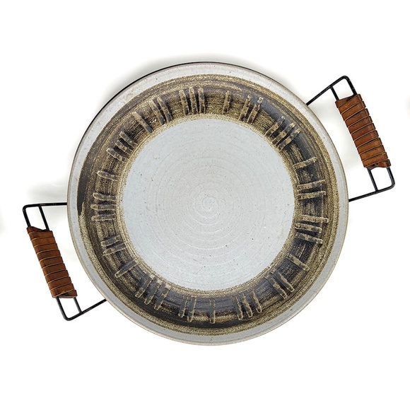Marshall Studios Gordon Martz 1960s Indiana Stoneware Platter with Wire Holder - Picture 3 of 9